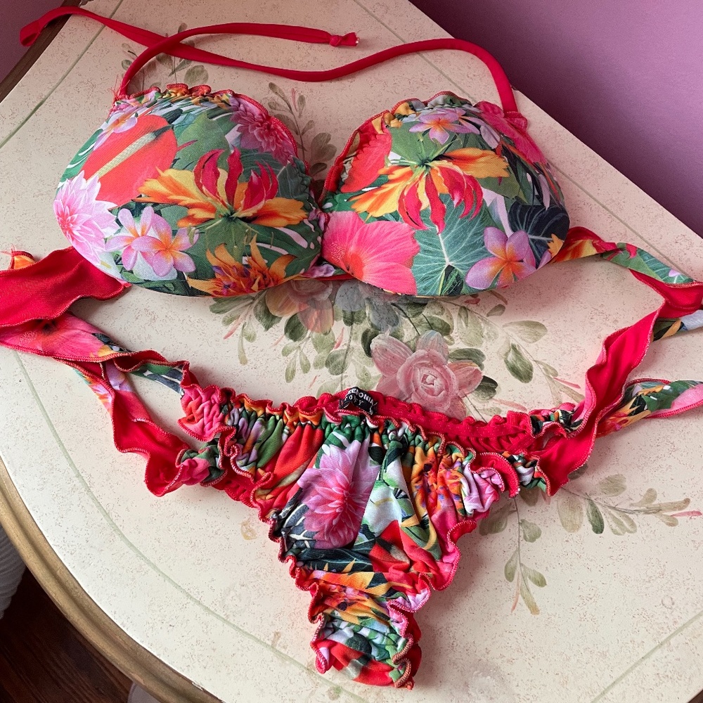 Calzedonia Flower print red bikini